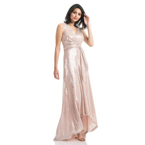 NWT Kay Unger Womens Size 12 Katrina Sequin Embellished High Low Gown Dress NEW - Picture 2 of 9